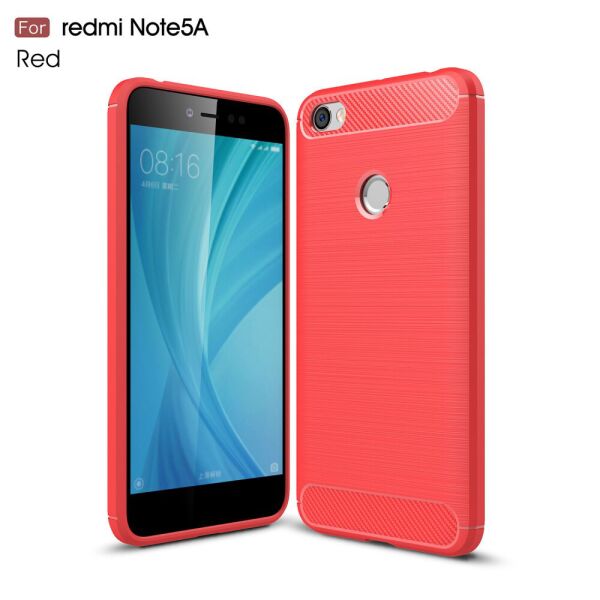 

Чехол накладка для Xiaomi Redmi Note 5A Prime силиконовый, Carbon Fibre, красный