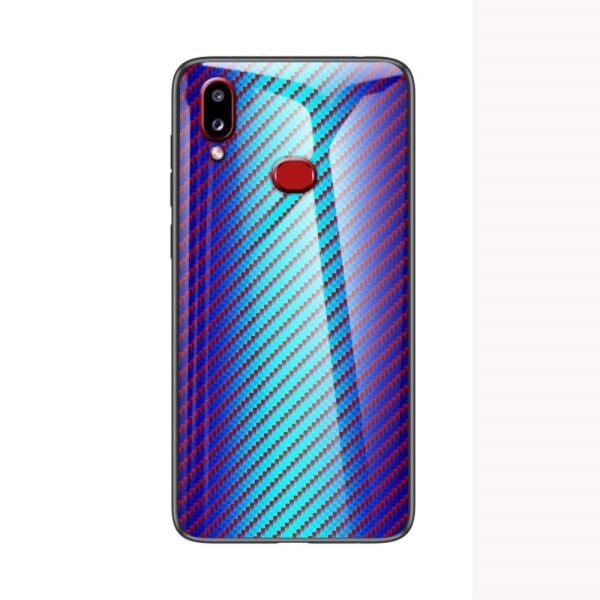 

Чехол накладка для Samsung Galaxy A10s A107FD с зеркальной поверхностью, Карбон, голубой