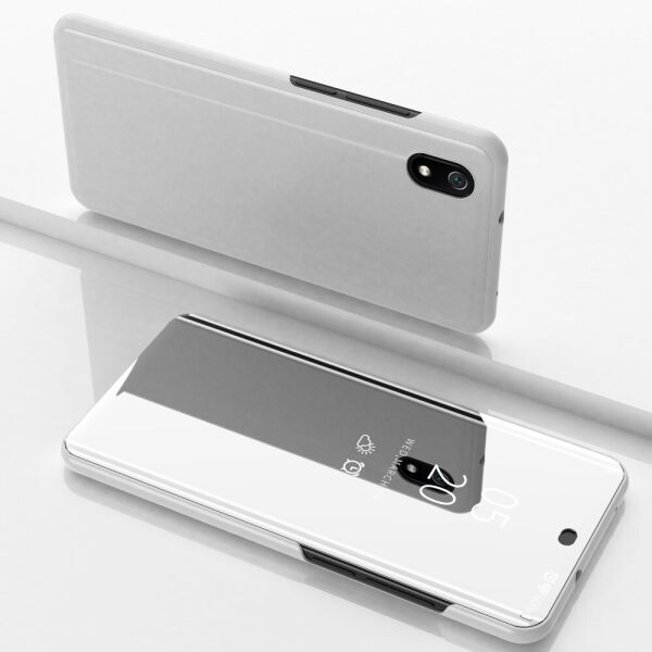 

Чехол книжка для Xiaomi Redmi 7A боковой с зеркальной крышкой, серебристый