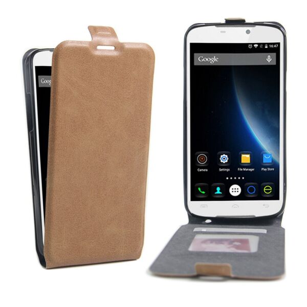 

Чехол книжка для Doogee X6 вертикальный флип с отсеком для визиток, Коричневый