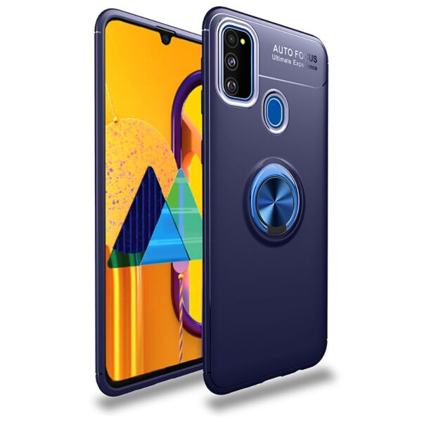 

Чехол накладка для Samsung Galaxy M31 M315 противоударный с магнитным кольцом, Синий
