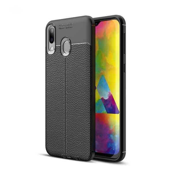 

Чехол накладка для Samsung Galaxy M20 M205FD силиконовый, Фактура кожи, черный