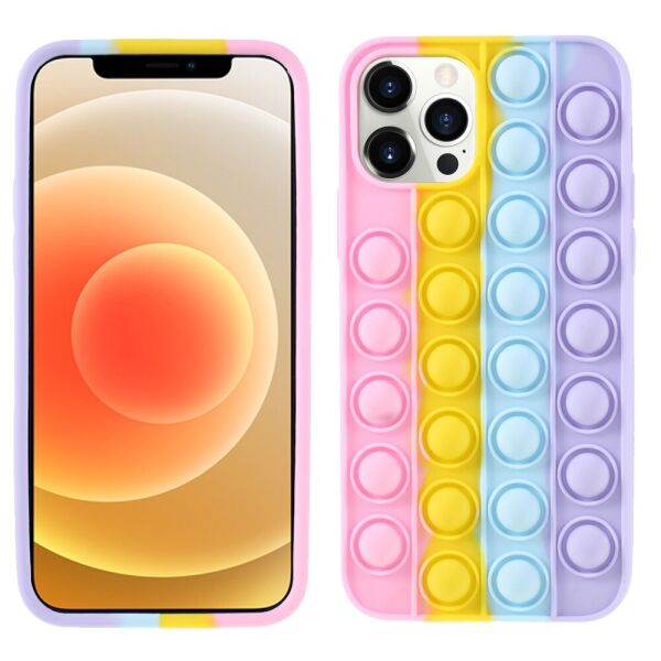 

Чехол антистресс Pop It для Apple iPhone 12 Pro силиконовый, Bubble, Розовый
