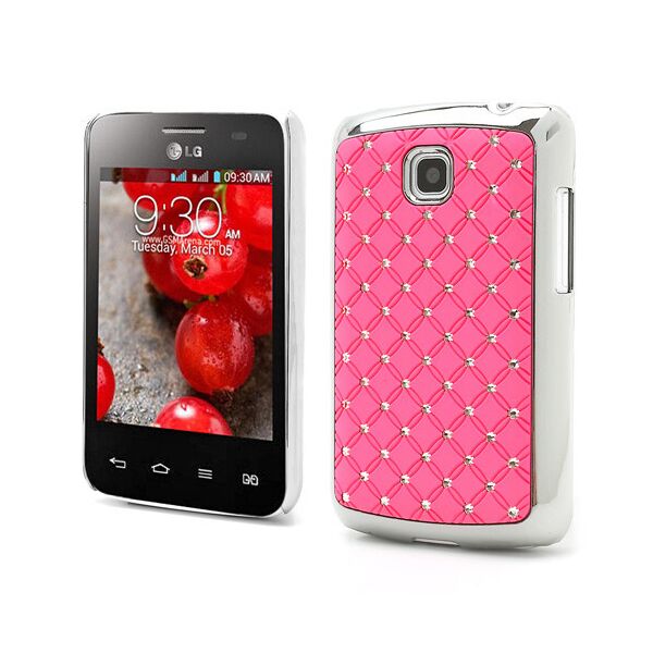 

Чехол накладка Star Dust с камнями для LG Optimus L3 II E435, розовый пластик