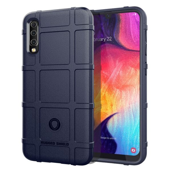 

Чехол накладка для Samsung Galaxy A30S A307F силиконовый, Square Grid, темно-синий