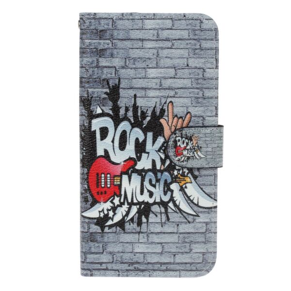

Чехол книжка для LG Q6 M700 боковой с отсеком для визиток, Rock Music