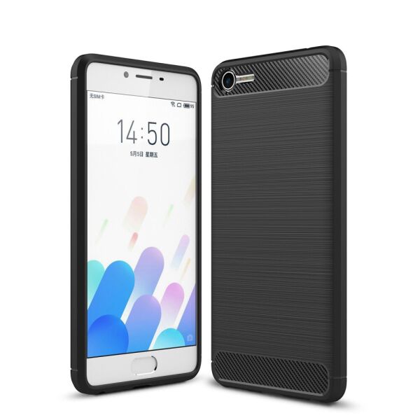 

Чехол накладка для Meizu E2 силиконовый, Carbon Fibre Черный