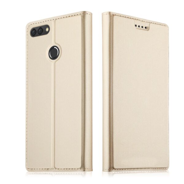 

Чехол книжка для Huawei Y9 2018 боковой с отсеком для визиток, ORIGINAL CASE, золотистый