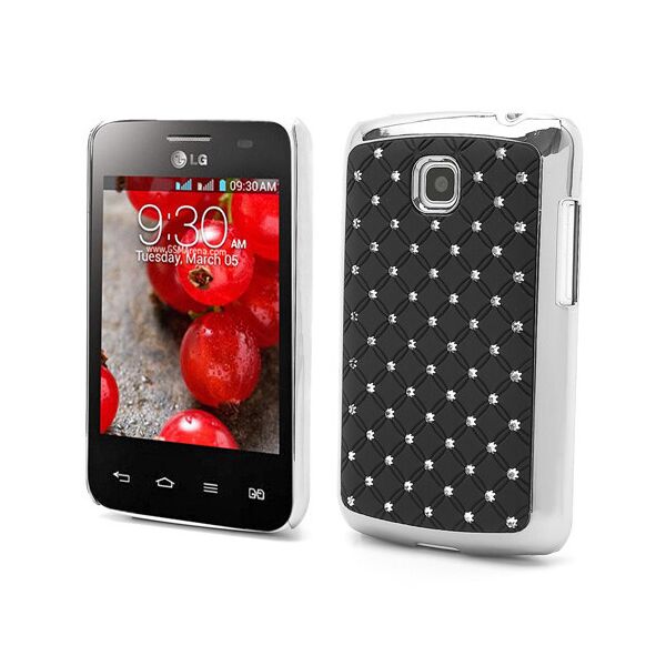 

Чехол накладка Star Dust с камнями для LG Optimus L3 Dual E435, черный пластик