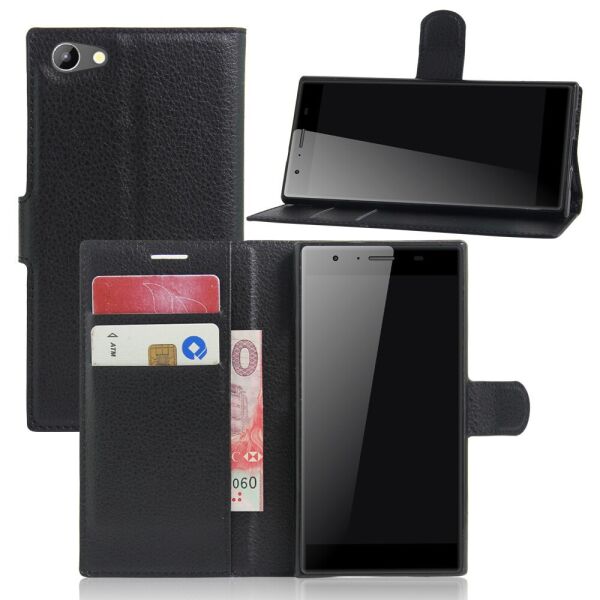 

Чехол книжка для Doogee Y300 боковой с отверстием под динамик, Черный