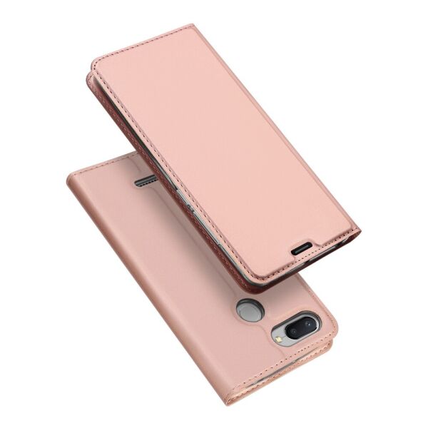 

Чехол книжка для Xiaomi Redmi 6 боковой с отсеком для визиток, DUX DUCIS, золотисто-розовый