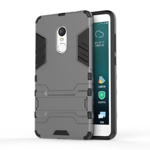 

Чехол накладка для Xiaomi Redmi Note 4 противоударный Alien, С подставкой Серый
