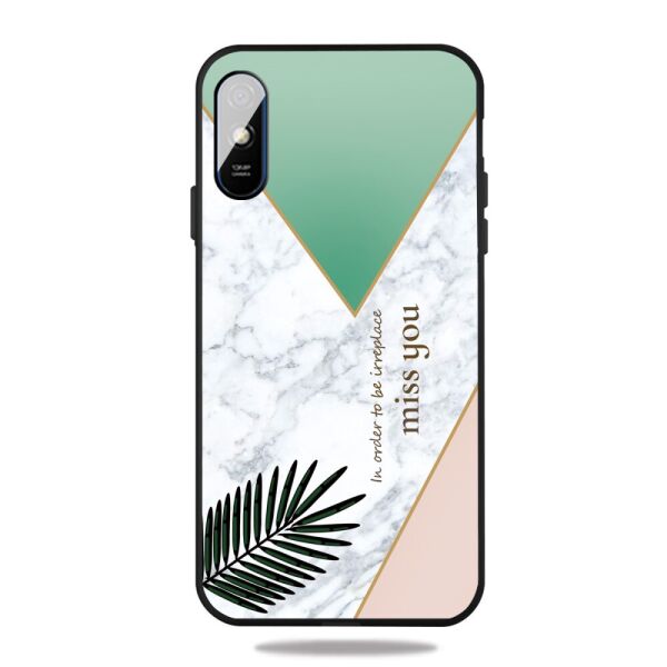 

Чехол для Xiaomi Redmi 9A силиконовый IMD, Marble Pattern, Белый с зеленым