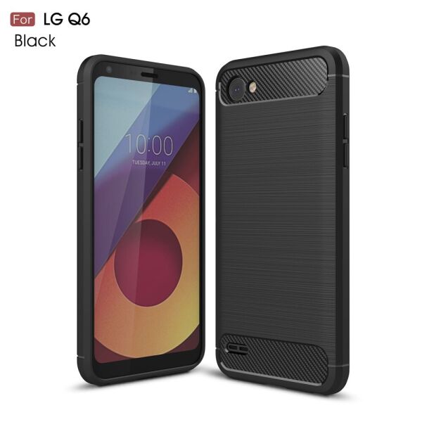 

Чехол накладка для LG Q6 M700 силиконовый, Carbon Fiber, черный