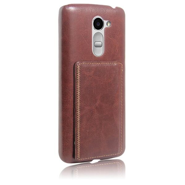 

Чехол накладка для LG RAY X190 кожаный с отсеком для визиток, коричневый