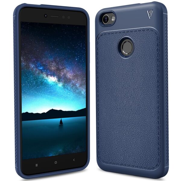

Чехол накладка для Xiaomi Redmi Note 5A Prime силиконовый с кожаной вставкой, IVSO Gentry Series, синий