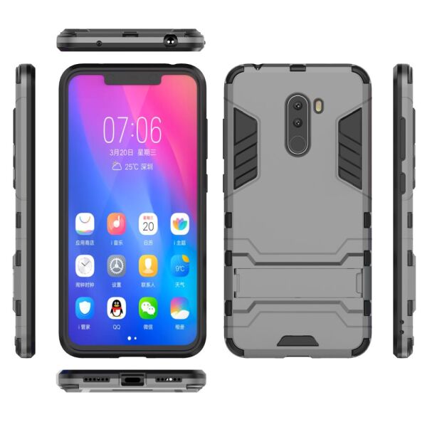 

Чехол накладка для Xiaomi Pocophone F1 противоударный силиконовый с пластиком, Alien, серый