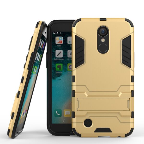 

Чехол накладка для LG K10 2017 M250 противоударный силиконовый с пластиком, Alien Золотистый