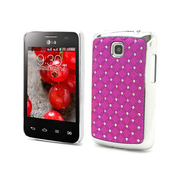 

Чехол накладка Star Dust с камнями для LG Optimus L3 II E435, малиновый пластик