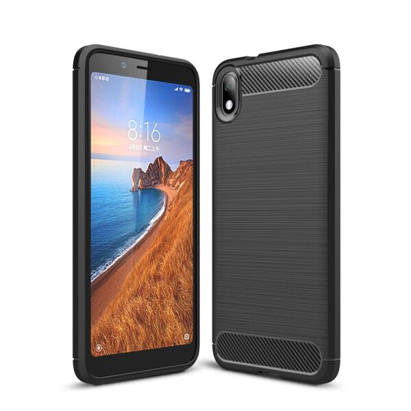 

Чехол накладка для Xiaomi Redmi 7A силиконовый, Carbon Fiber, черный