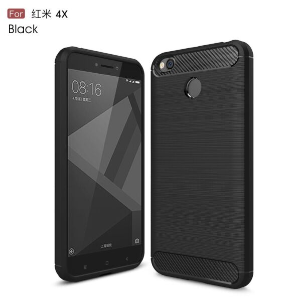 

Чехол накладка для Xiaomi Redmi 4X силиконовый, Carbon Fibre, черный