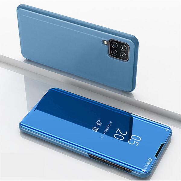 

Чехол книжка для Samsung Galaxy A22 A225 боковой с зеркальной поверхностью, Голубой