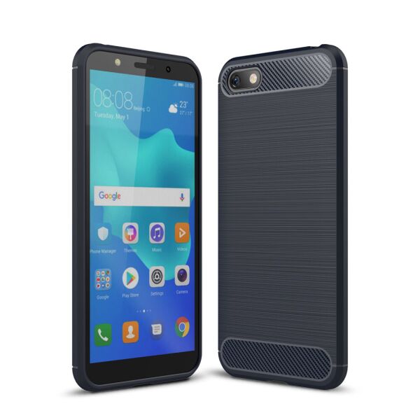 

Чехол накладка для Huawei Honor 7A Dua-L22 силиконовый, Carbon Fiber, темно-синий