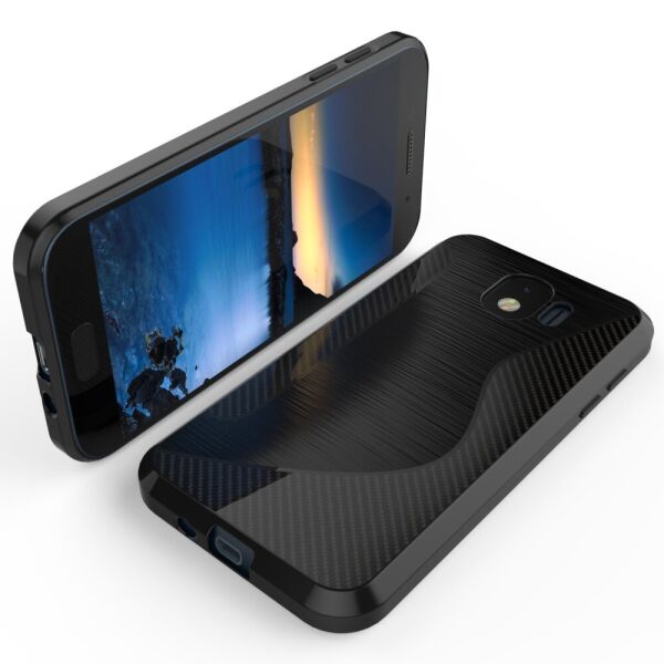 

Чехол накладка для Samsung Galaxy J2 2018 J250F силиконовый, S-line Carbon, Черный