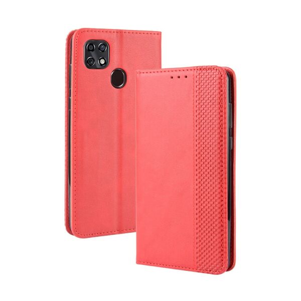 

Чехол книжка для ZTE Blade 20 Smart с отсеками для визиток, Орнамент (ЗТЕ Блейд 20 Смарт), Красный