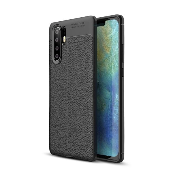 

Чехол накладка для Huawei P30 Pro силиконовый, Фактура кожи, черный