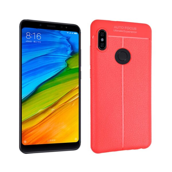 

Чехол накладка для Xiaomi Redmi Note 5 силиконовый, Фактура кожи, Красный