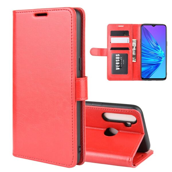 

Чехол книжка для Realme 6i RMX2040 боковой с отсеком для визиток, Гладкая кожа, Красный