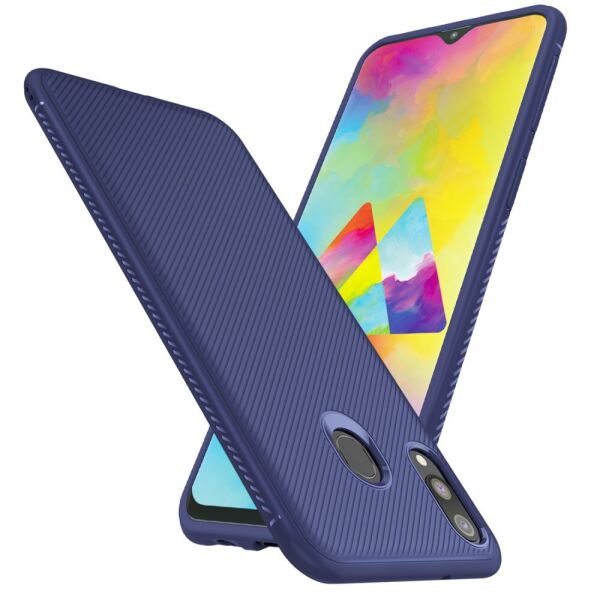 

Чехол накладка для Samsung Galaxy M20 M205FD силиконовый, Twill texture, синий