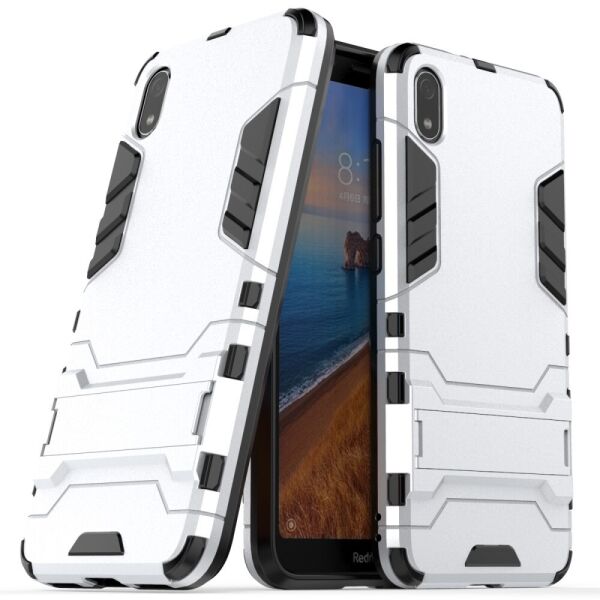 

Чехол накладка для Xiaomi Redmi 7A противоударный силикон и пластик, Alien, серебристый