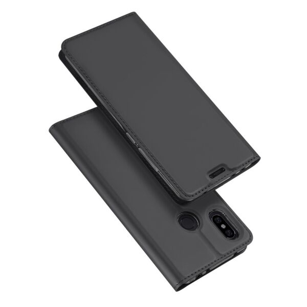 

Чехол книжка для Xiaomi Redmi Note 6 Pro боковой с отсеком для визиток, DUX DUCIS, темно-серый