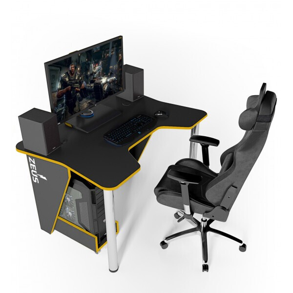 

Игровой стол ZEUS IGROK-3L, черный/желтый с LED подсветкой
