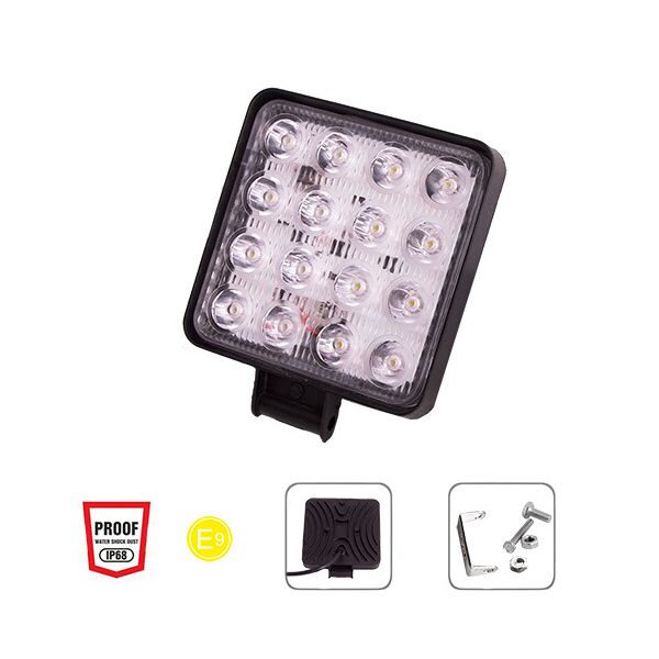 

Фара рабочего света Pulso WLP-48S1S2 SPOT 16Led*3W (107*107*20)/10-30V/48W/6000K