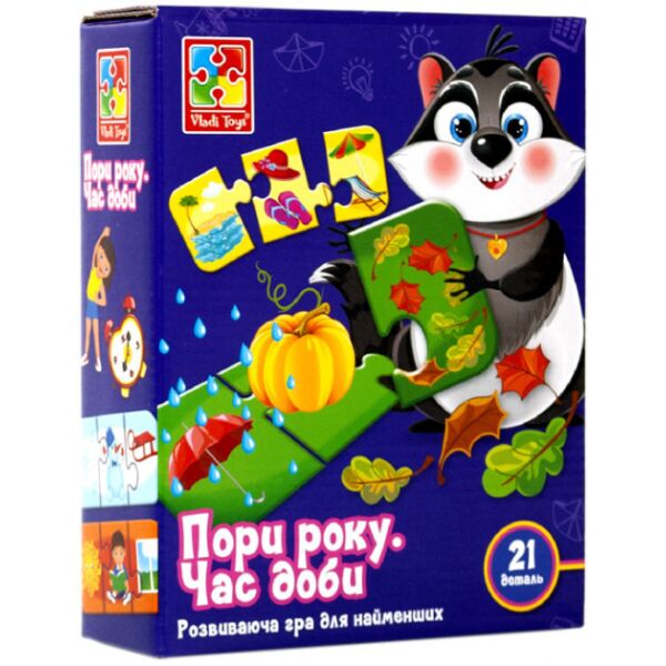 

Детская развивающая игра-пазл «Времена года. Время суток» VT1804-31, 21 деталь