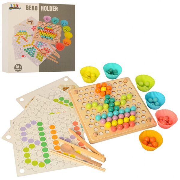 

Деревянная игрушка Игра MD 2210 шарики, карточки, формочки, пинцет