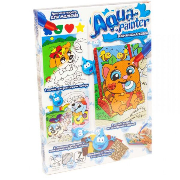 

Детский набор для творчества"Aqua Painter" Danko Toys AQP-01 укр, водная раскраска (Енот с мороженым)