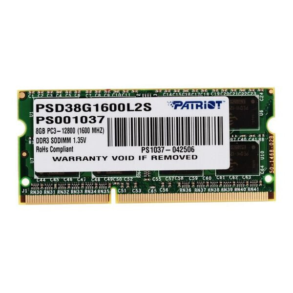 

PATRIOT 8 GB SO-DIMM DDR3L 1600 MHz (PSD38G1600L2S)