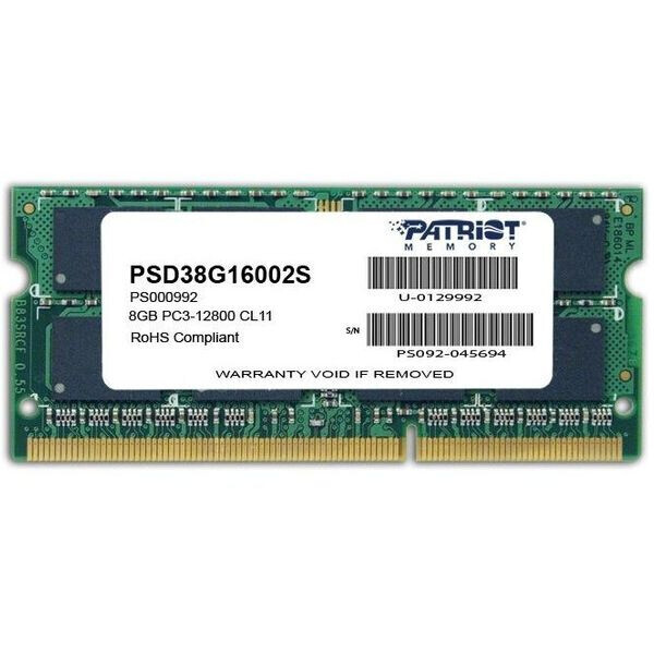 

PATRIOT 8 GB SO-DIMM DDR3 1600 MHz (PSD38G16002S)