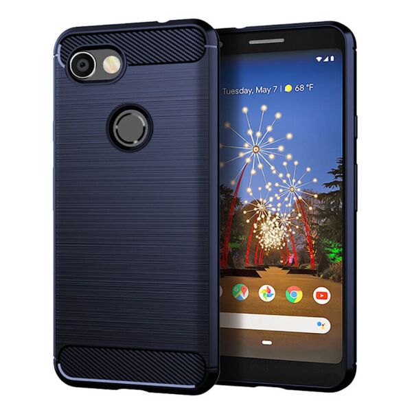 

Чехол Lenuo Carbon Fiber для Google Pixel 3a XL Navy Blue