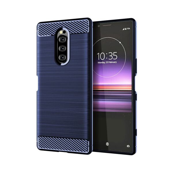 

Чехол Lenuo Carbon Fiber для Sony Xperia 1 (J9110) Navy Blue