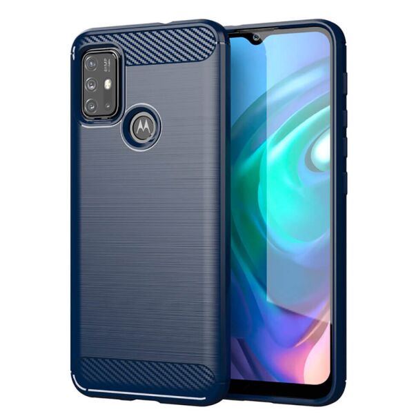 

Чехол Lenuo Carbon Fiber для Motorola G20 Тёмно-синий