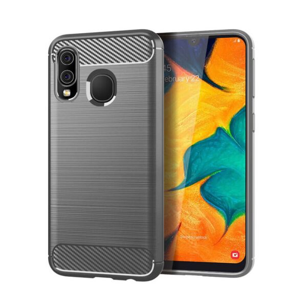 

Чехол Lenuo Carbon Fiber для Samsung Galaxy A40 A405F Gray