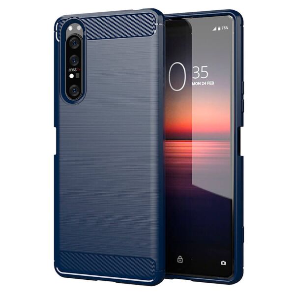 

Чехол Lenuo Carbon Fiber для Sony Xperia 1 II Navy Blue