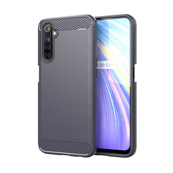 

Чехол Lenuo Carbon Fiber для Realme 6 Gray
