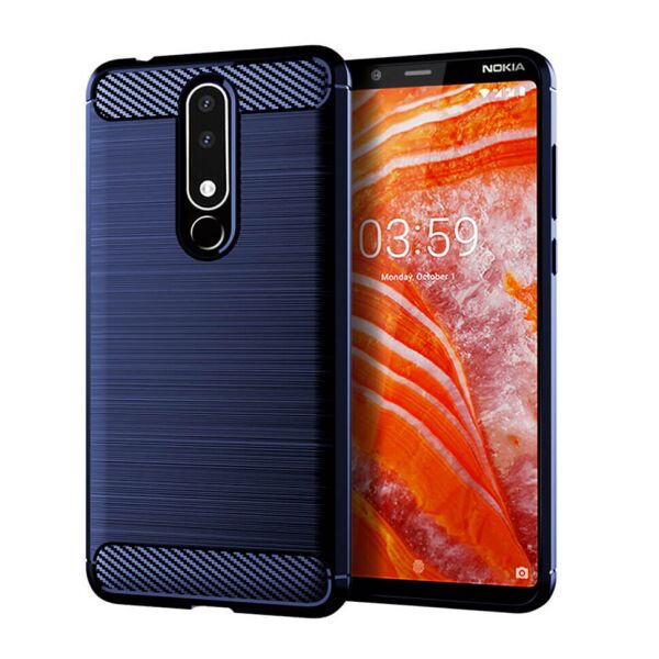 

Чехол Lenuo Carbon Fiber для Nokia 3.1 Plus Navy Blue
