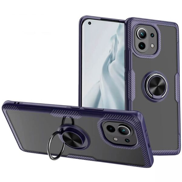 

TPU+PC Чехол Deen CrystalRing для Xiaomi Mi 11 Royal Blue / Transparent